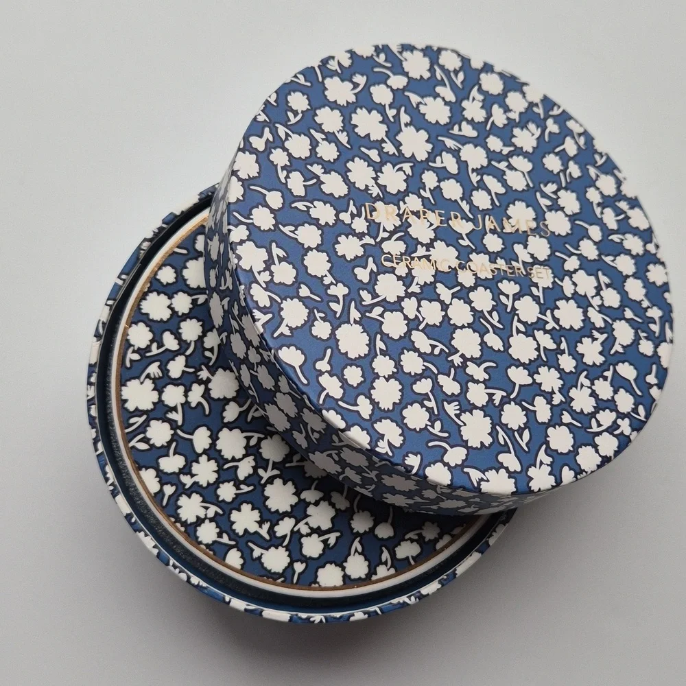 Draper James Blue Floral Wine Tote & Matching Coaster Set NWT
